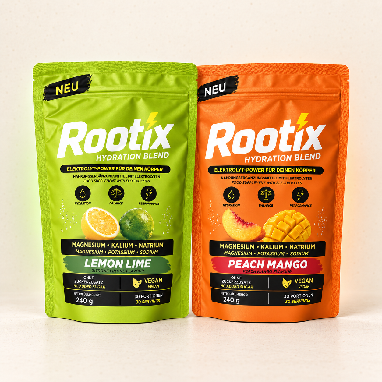 Rootix Lemon Lime und Peach Mango